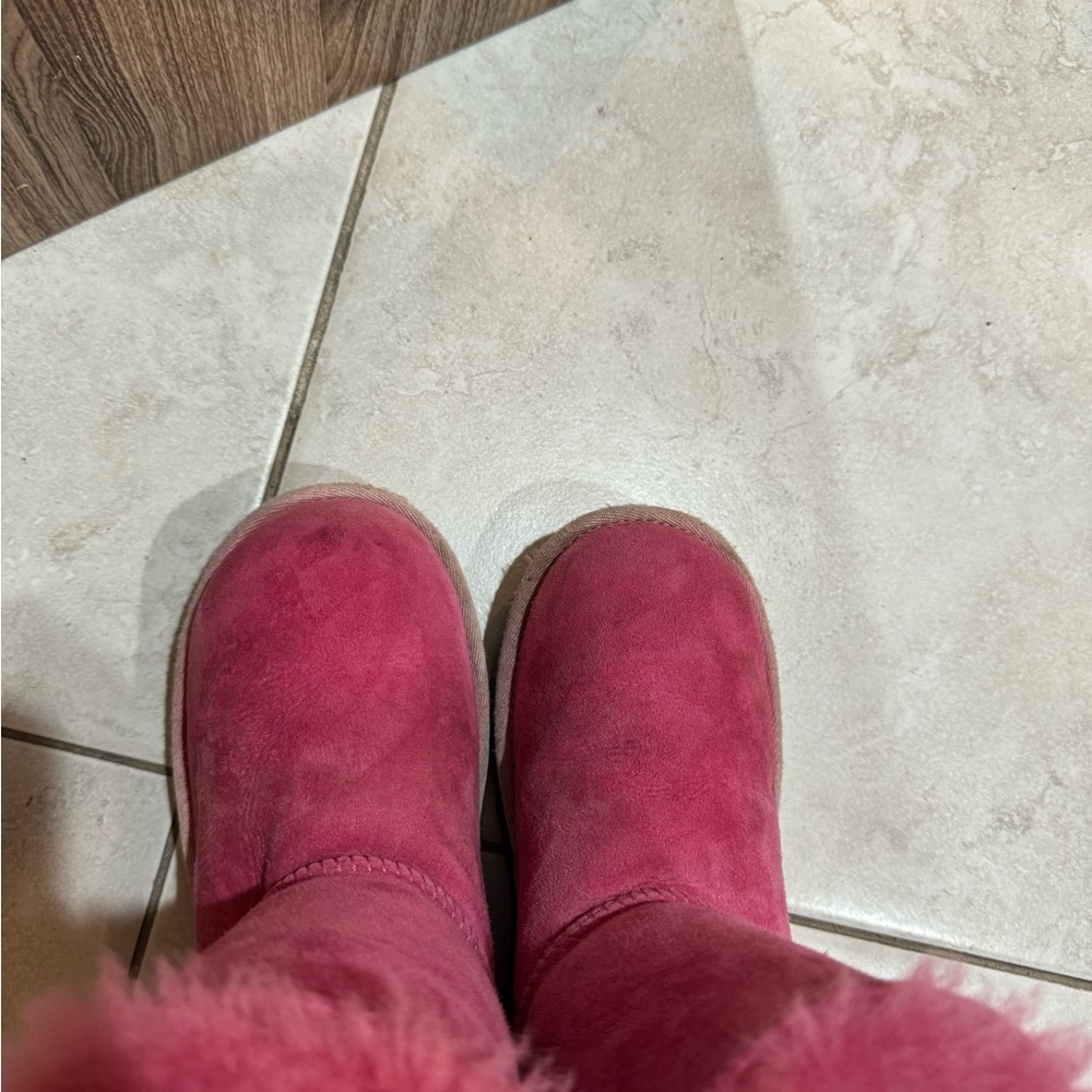 UGG Girls Bailey Bow II 1017394K Pink Round Toe Snow Boots - Size 3 - Picture 6 of 9